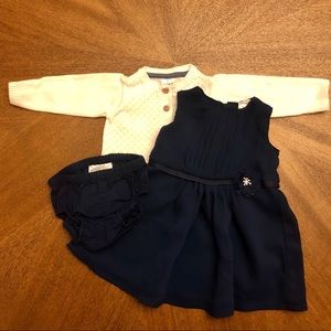 Sweet navy blue fancy dress and cardigan